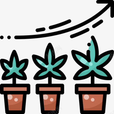 种植植物大麻13线状颜色图标