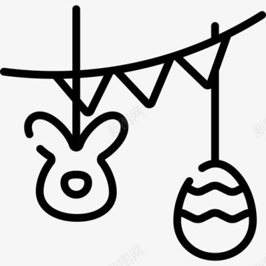复活节兔子复活节第40天直系图标