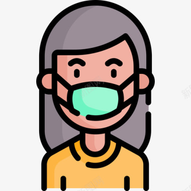 医用口罩病毒传播13线性颜色图标