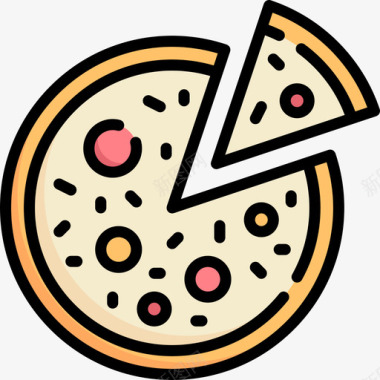 披萨5岁青少年线性颜色图标