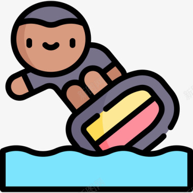 滑冰水上运动12线性颜色图标