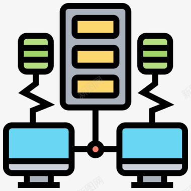 计算机网络网络主机76线颜色图标