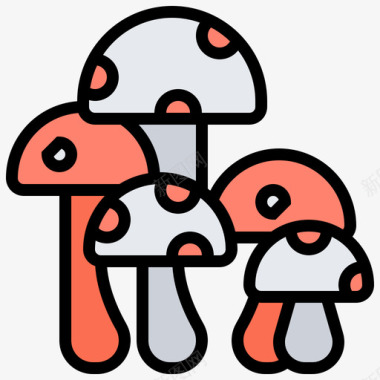 蘑菇蔬菜7线形颜色图标