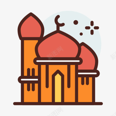 清真寺伊斯兰教2直系颜色图标