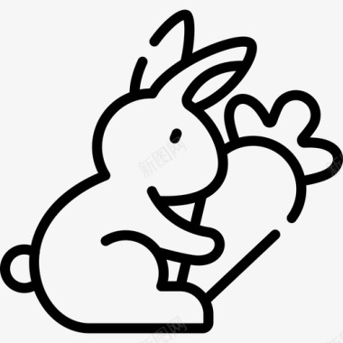 复活节兔子复活节第40天直系图标