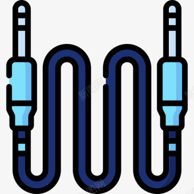 插孔电缆电子音乐5线性颜色图标