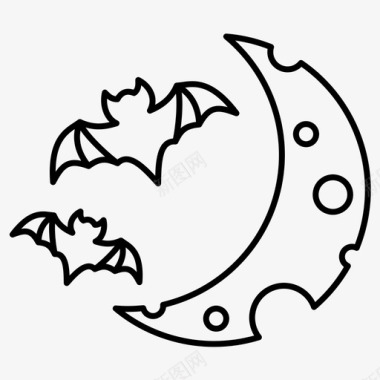 月亮万圣节带蝙蝠的月亮图标