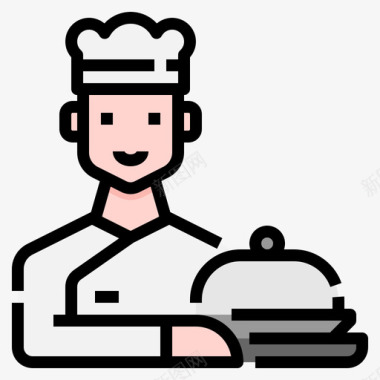 厨师职业化身1线性颜色图标