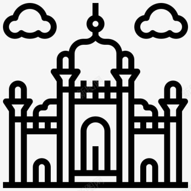 巴德沙希清真寺建筑建筑和城市图标