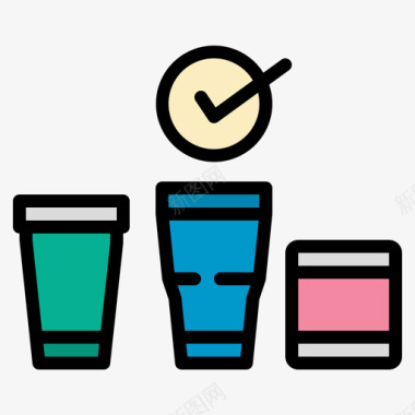 杯子塑料污染18线性颜色图标