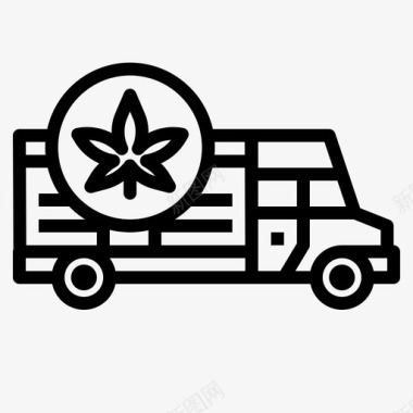 货运卡车大麻12线性图标