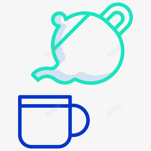 茶壶厨房136轮廓颜色svg_新图网 https://ixintu.com 茶壶 厨房 轮廓 颜色