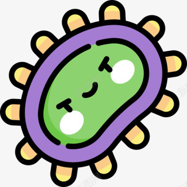 细菌病毒传播9线状颜色图标