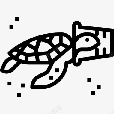海龟塑料污染14线状图标