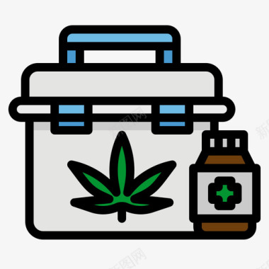 医用箱大麻10线性颜色图标
