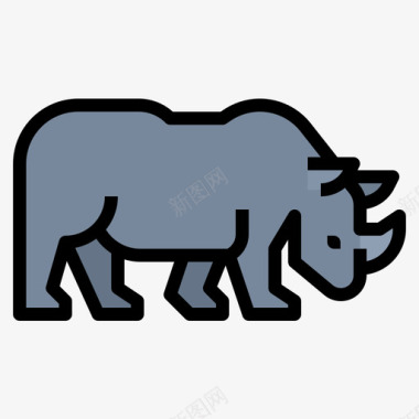 犀牛动物园30线性颜色图标