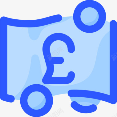 英镑货币132蓝色图标
