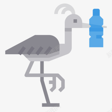 鸟塑料污染22扁平图标