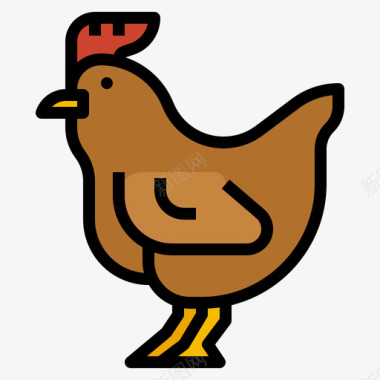 鸡肉食品和饮料15原色图标