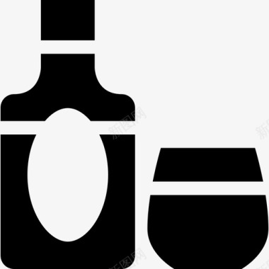 威士忌瓶和玻璃杯饮料苏格兰威士忌图标
