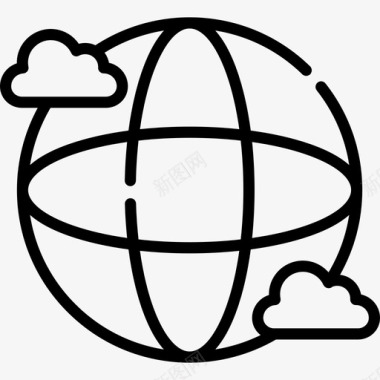地球网格云计算网络3线性图标