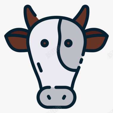 奶牛宠物12线性颜色图标