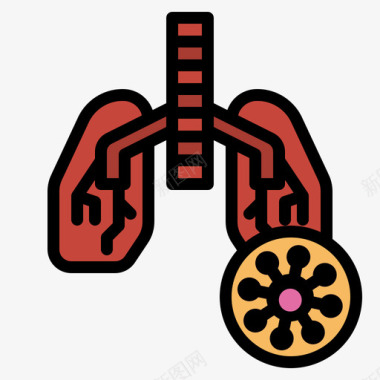 肺炎病毒7型线状颜色图标