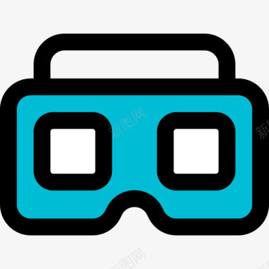 Vr眼镜虚拟现实123线性彩色图标