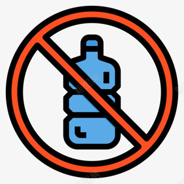 无塑料瓶塑料污染23线性颜色图标
