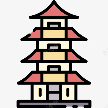 宝塔日本102线性颜色图标