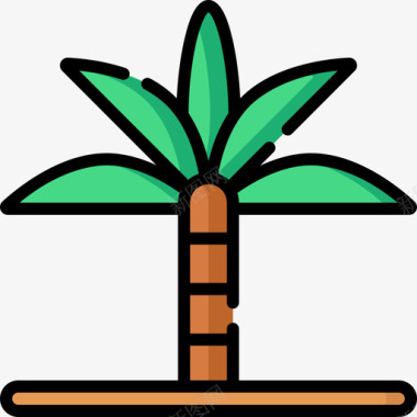 棕榈树摩洛哥12线形颜色图标