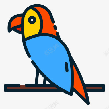 鹦鹉宠物12线性颜色图标