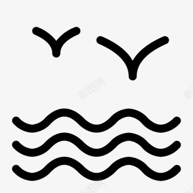 海洋海鸥波浪图标