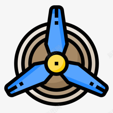 螺旋桨飞行器1线型颜色图标