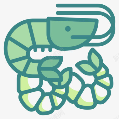 虾健康食品47双色图标