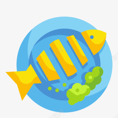 鱼健康食品48扁平图标