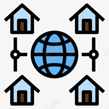 全球连接在家办公105线性颜色图标