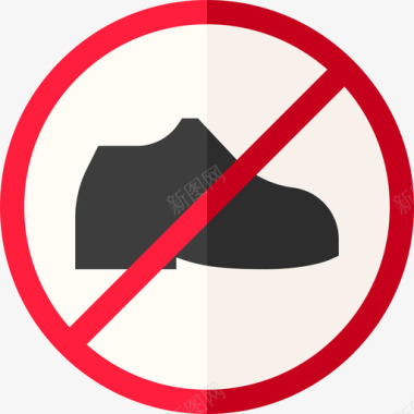 禁止穿鞋子信号和禁令7平装图标