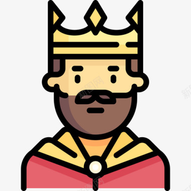 国王童话般的25岁线性颜色图标
