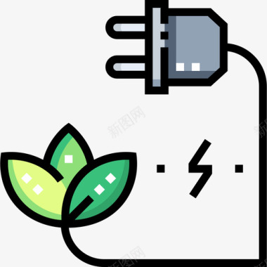 绿色能源生态307线性色彩图标