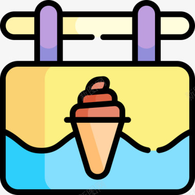 标牌冰淇淋店45线性颜色图标