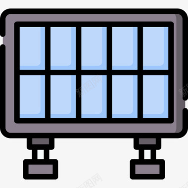 太阳能电池板可持续能源56线性颜色图标