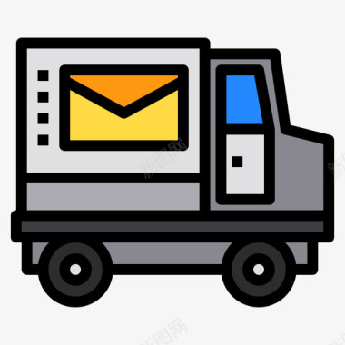 送货车邮政8线性颜色图标