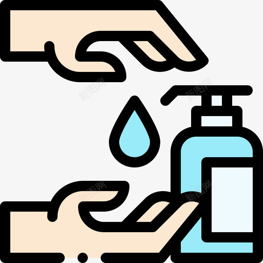洗手液covid防护措施3线性颜色svg_新图网 https://ixintu.com 洗手 covid 防护 措施 线性 颜色
