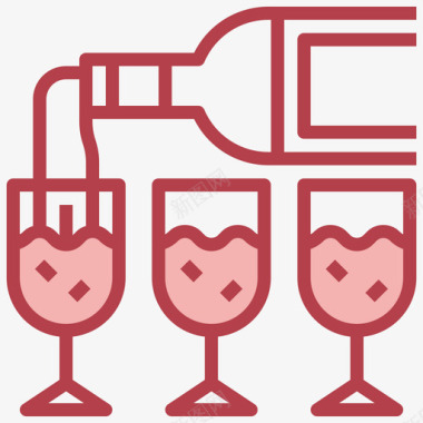 倒酒葡萄酒14红色图标