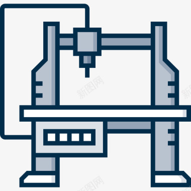3d打印机工业流程46线性彩色图标