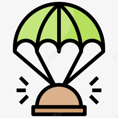 降落伞食物运送88线颜色图标