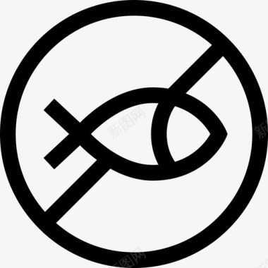 禁止捕鱼信号和禁令9线性图标