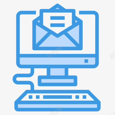 电子邮件电脑77蓝色图标
