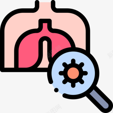 感染肺冠状病毒56线状颜色图标